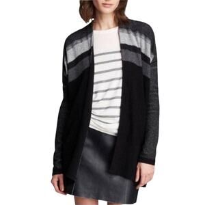 Vince Cashmere Wool Gray‎ Black Striped Knit  Cardigan X-Small